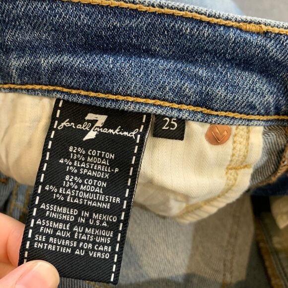 7 For All Mankind Jeans Womens 25 Denim Luxe Twisted Ankle Skinny Exposed Seams - Picture 11 of 14